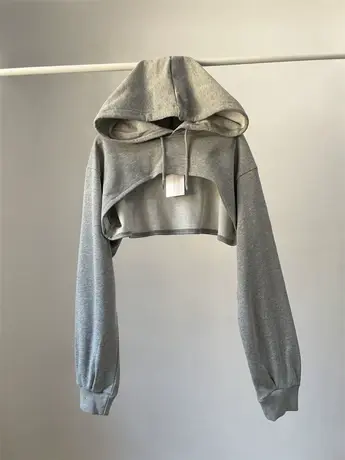 辣妹街头超短款叠穿连帽卫衣女春秋宽松罩衫欧美露肚爵士舞蹈上衣商品大图