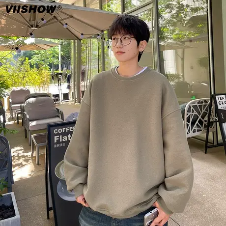 VIISHOW重磅卫衣男2024年春季新款oversize高级感连帽慵懒风上衣商品大图