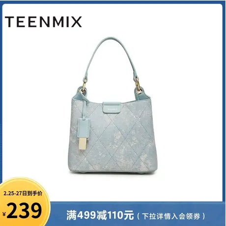 天美意时尚包包女水桶包大容量简约休闲单肩斜挎包夏新款X2710BX3商品大图