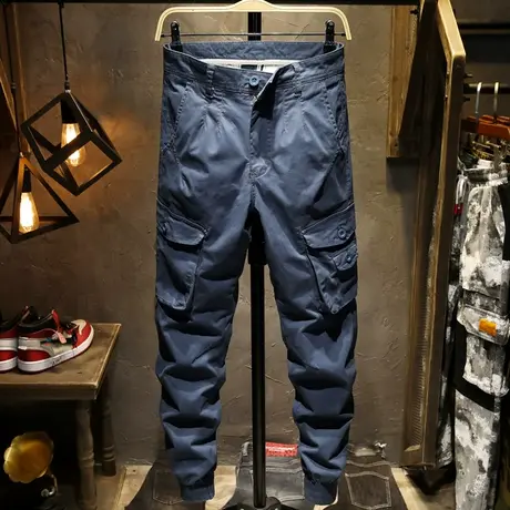 夏季款工装裤男潮牌休闲裤男士束脚长裤百搭小脚男裤韩版潮流宽松商品大图