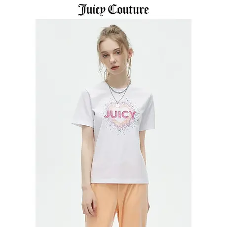 Juicy Couture橘滋T恤女2023夏季新款休闲百搭轻奢烫钻短袖上衣白商品大图