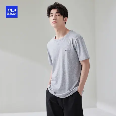 HLA/海澜之家男士圆领短袖T恤两件装纯棉舒适亲肤透气家居服汗衫图片