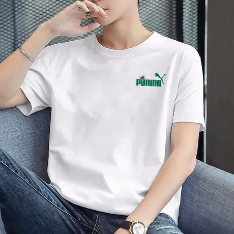 夏季短袖t恤男士印花棉感宽松ins潮流2023新款青少年男装夏装潮牌商品大图