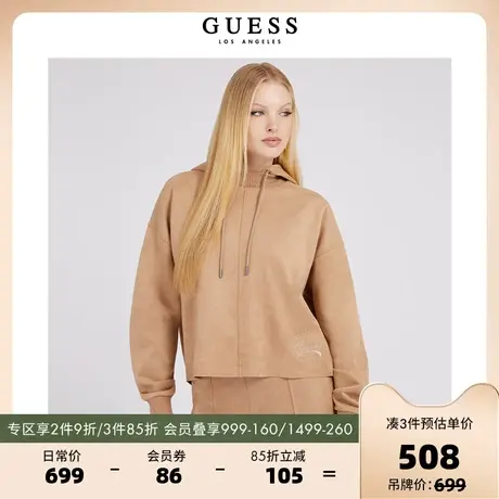 GUESS秋女士设计感oversize美式复古连帽休闲卫衣-W2BQ12KAUJ2图片