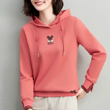 连帽正肩卫衣女春秋2023新款时尚百设计感宽松上衣服休闲棉质外套图片