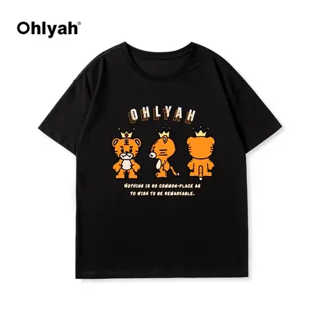 Ohlyah潮牌2023春夏新款纯棉宽松短袖T恤女上衣圆领网红半袖衫ins图片