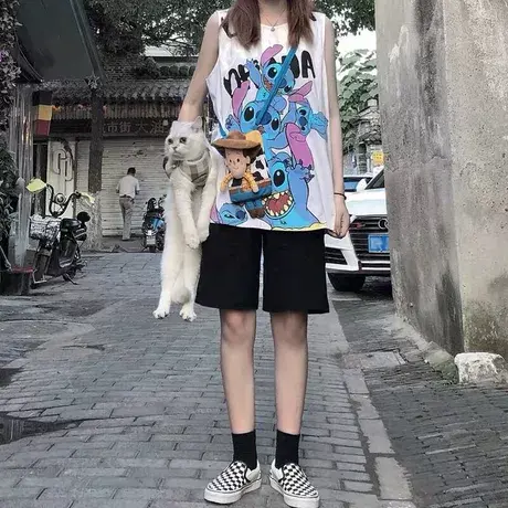 短裤女夏季2023年新款宽松直筒港味休闲显瘦中裤高腰运动五分裤潮图片