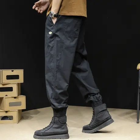 哈伦休闲裤男士春秋款宽松束脚潮牌大码黑色裤子秋季男裤2023新款商品大图
