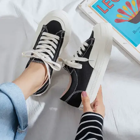 2021夏季新款韩版ulzzang百搭学生帆布鞋子女休闲ins街拍板鞋女潮商品大图