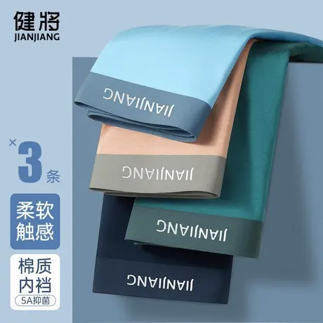 健将80S精梳棉男士内裤男生纯棉裆抗菌平角青年透气无痕四角短裤商品大图