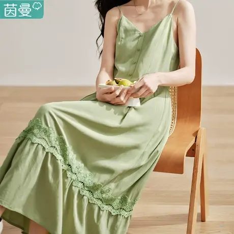 茵曼官方旗舰店天枢亚麻吊带连衣裙女2024年春季新款中长款裙子商品大图
