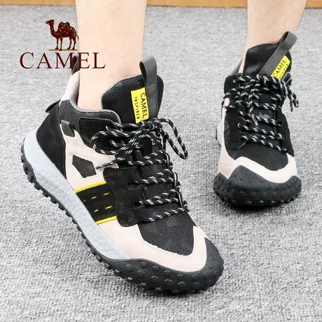 Camel/骆驼男鞋秋冬季款真牛皮轻便防滑厚底户外休闲途步旅游鞋子商品大图