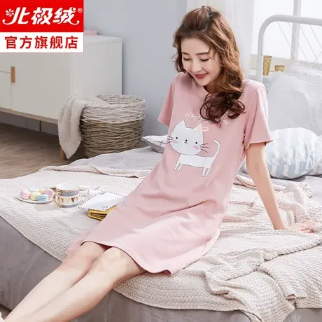 睡裙女夏季人造棉2022新款短袖少女可爱薄款大码睡衣可外穿家居服商品大图