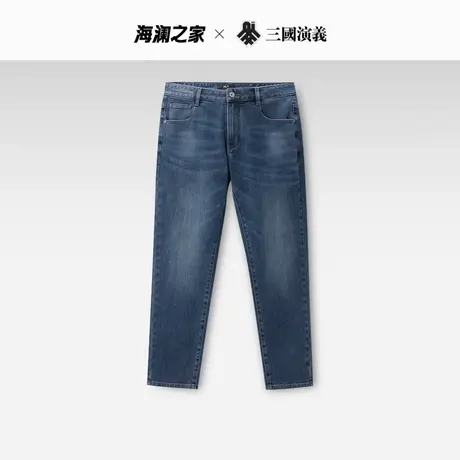 HLA/海澜之家三国系列牛仔裤2023秋冬新款宽松窄脚猫须工艺裤子男图片