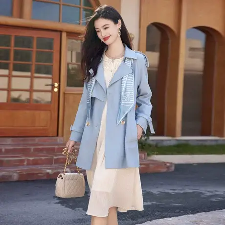 时尚通勤气质短款风衣外套女2022秋季新款温柔淑女上班族必备上衣商品大图