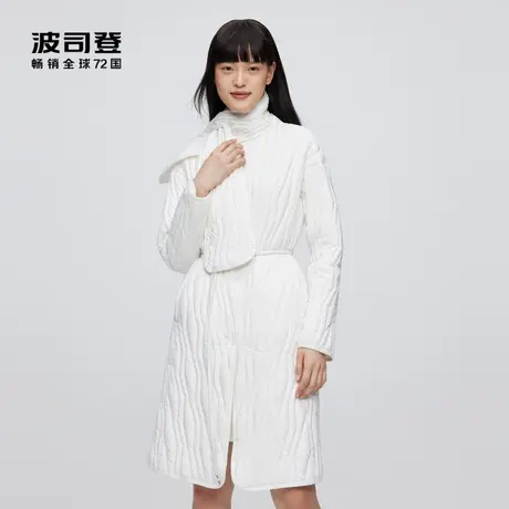 波司登中长款简约显瘦鹅绒V领轻薄羽绒服外套女带围巾护颈保暖商品大图