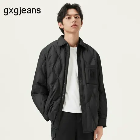 gxg.jeans男装 黑色口袋设计简约衬衫式轻薄款羽绒服 24冬季新品商品大图