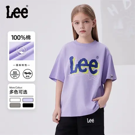 lee儿童短袖T恤丁香紫2025年新款夏季休闲薄款男女童装衣服上衣图片