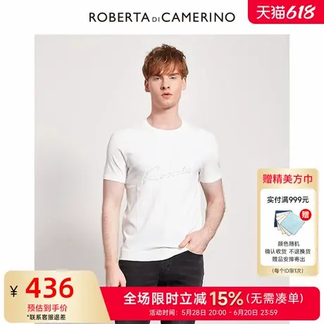 [时尚字母]ROBERTA诺贝达男装男士短袖T恤夏季新款圆领休闲T恤男商品大图