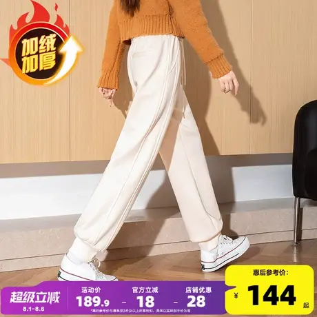 唐狮2025冬季美式卫裤女加绒加厚爆款收口哈伦休闲束脚运动裤女zy图片