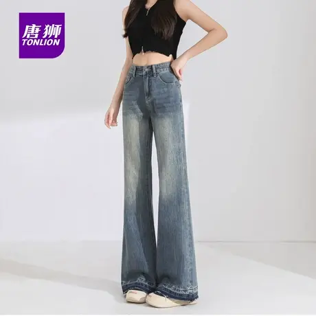 唐狮复古牛仔裤女垂感2025秋季新款宽松休闲阔腿裤时尚百搭长裤AX商品大图