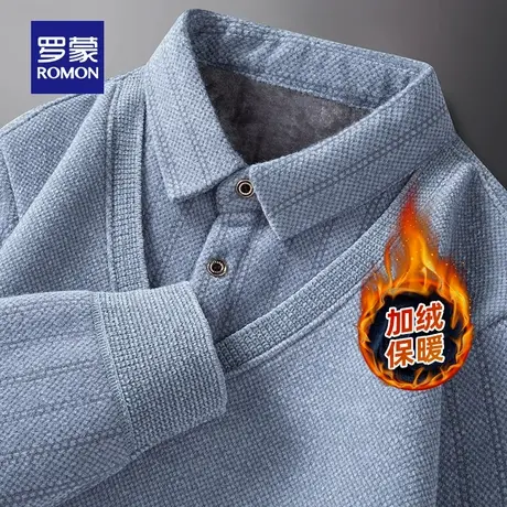 【加绒保暖】罗蒙男士衬衫领针织衫2025秋冬新款商务休闲百搭毛衣图片