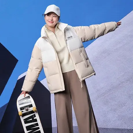 【反季清仓】坦博尔羽绒服短款时尚拼接运动男女同款青少年款外套图片