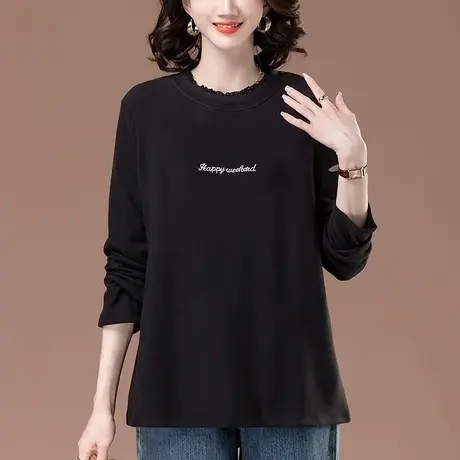 打底衫女秋冬新款大码女装宽松中年妈妈内搭保暖加厚遮肚显瘦上衣商品大图