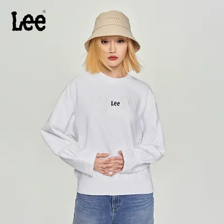 Lee商场同款23秋冬新品舒适白色logo印花圆领卫衣女LWT006689CRU图片