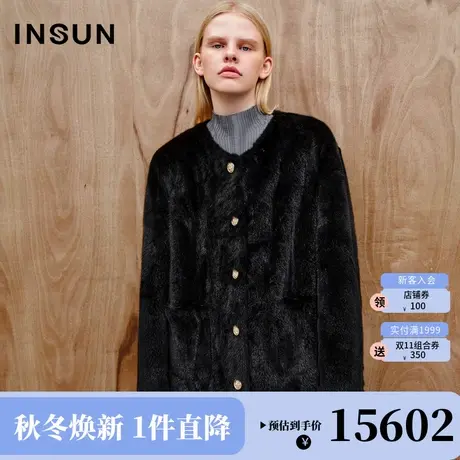 恩裳2023冬装新款高级毛毛外套天鹅绒皇冠水貂优雅小香风皮草外套商品大图