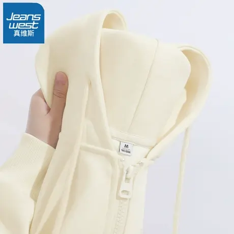 VR真维斯开衫外套女春秋2023新款爆款奶fufu上衣女款连帽宽松卫衣图片