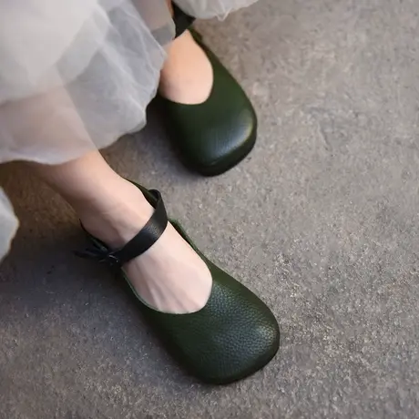 Artmu阿木原创复古百搭真皮浅口单鞋女一字扣女鞋2023春季新款商品大图