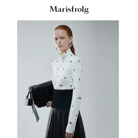 【言选好物】玛丝菲尔打底衫女冬季新款白色半高领修身皮肤衣商品大图