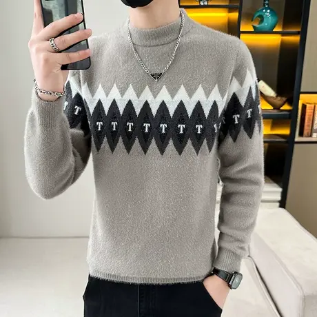 秋冬季本命龙年男士毛衣潮流大小码加厚全家福针织衫情侣装打底衫商品大图