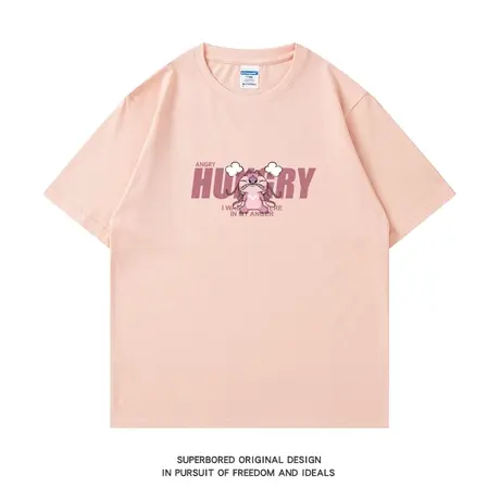 夏季潮流ins情侣装短袖t恤男纯棉简约学生日系卡通宽松半袖体恤衫商品大图