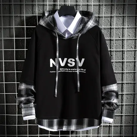 2023春季新款男装初中学生男士卫衣连帽韩版潮流帅气上衣服外套男商品大图