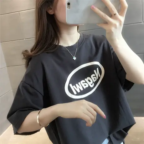 网红ins潮半袖T恤女宽松2023年新款夏装宽松韩版显瘦恤衫bf原宿风商品大图