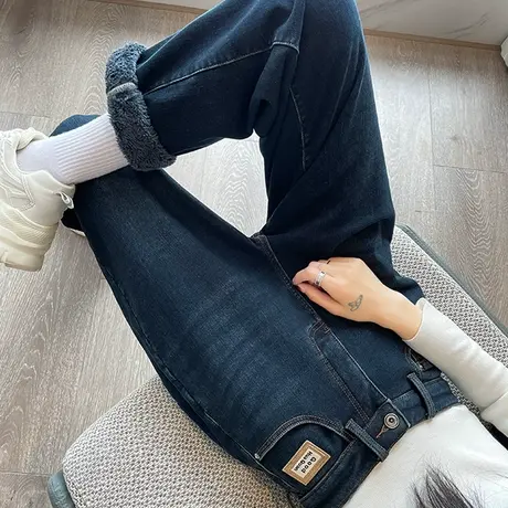 牛仔裤女2024年春秋新款高腰直筒宽松复古显瘦百搭九分哈伦老爹裤图片