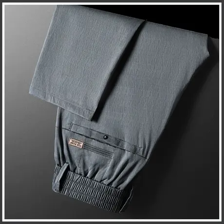 夏天冰丝中年爸爸商务西裤夏季轻薄款男士弹力休闲裤子男款西装裤商品大图