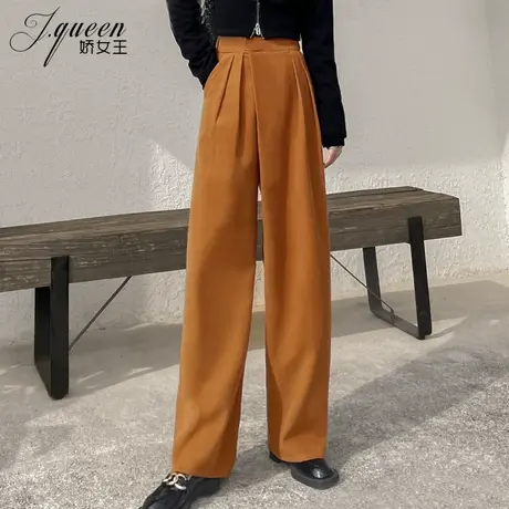 灯芯绒阔腿裤女高腰春秋季新款复古宽松直筒显瘦休闲雪尼尔裤子商品大图