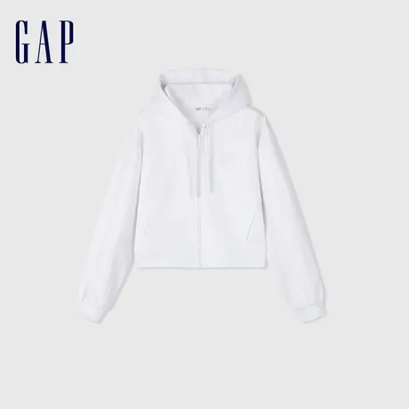 Gap女装春季2024新款华夫格短款宽松运动卫衣洋气连帽衫429008图片