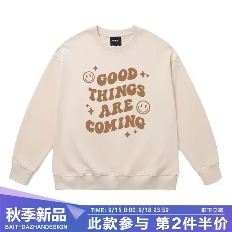 欧美潮牌无帽卫衣男2023秋季新款笑脸字母宽松大版长袖中性款上衣商品大图