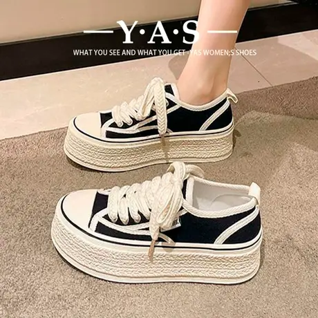时尚爆款帆布鞋子女夏季2024年新款小白鞋百搭休闲透气厚底板鞋潮商品大图