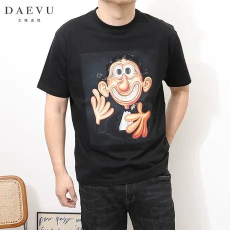 大依无忧夏季新款卡通人物潮胖子大号加肥加大码圆领男士短袖t恤图片