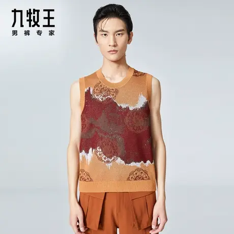 [时尚秀款]九牧王男装毛背心秋冬新款轻薄时尚花型图案毛衫男DN图片