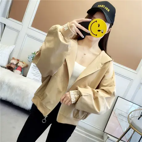 2021新款外套女春秋学生韩版宽松矮个子百搭潮学院风运动短款风衣商品大图