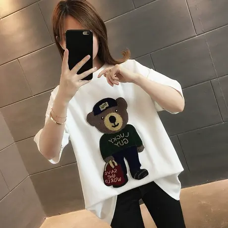 女装2023年新款秋季秋装纯棉短袖T恤宽松上衣服设计感打底衫爆款商品大图