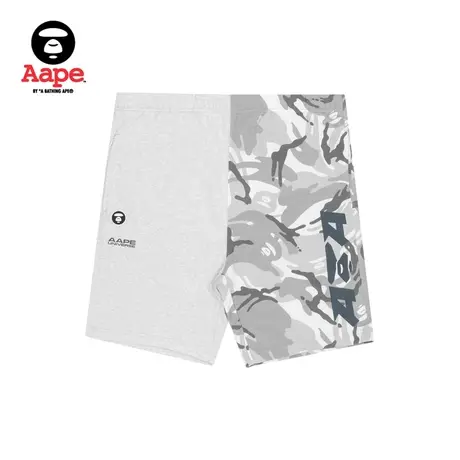 Aape旗舰店男装春夏猿颜山系潮流印花迷彩拼接舒适短裤6859XAI商品大图
