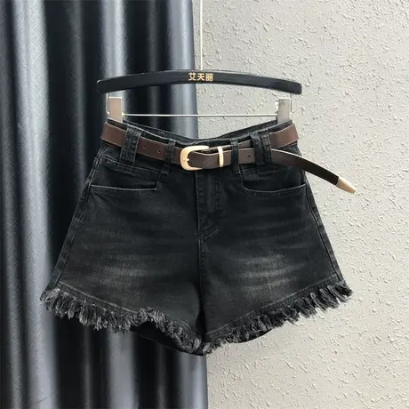 2023秋季新款毛边设计感时尚百搭牛仔短裤女欧货宽松显瘦阔腿裤潮商品大图