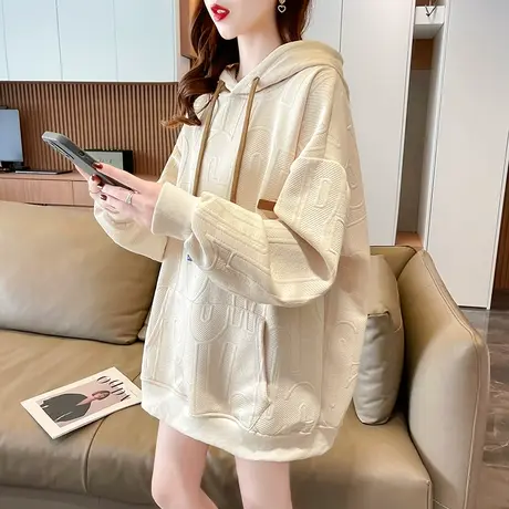 重磅华夫格提花卫衣女春秋季韩版宽松设计感小众小个子薄款外套潮商品大图